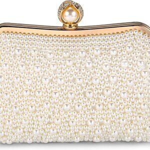 Pearl Clutch Bag for Women Evening Wedding Party Bridal Handbag Ladies Beaded Cl